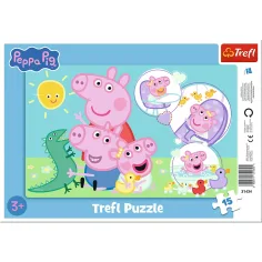 Peppa cerdita diversión familiar rompecabezas de 15 piezas con marco - Trefl