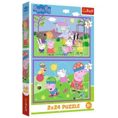 Peppa en el parque infantil 2x24 piezas puzzle - Trefl