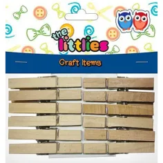 Pinza de madera natural 48mm 12ud