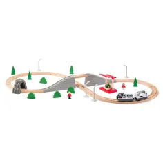 imagen de Pista de tren de madera ensamblable con tren de pasajeros y otros accesorios de 45 piezas - Woodyland 2