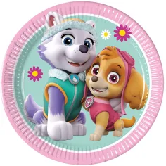 Plato de papel de Skye y Everest de Patrulla Canina, set de 8 unidades