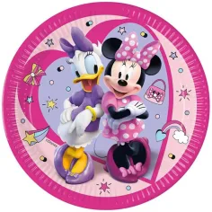 Plato de papel rosa con estampado de Minnie Mouse y Daisy, set de 8 unidades, 23 cm