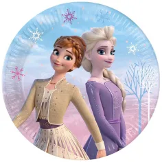Platos de papel de Elsa y Anna de Frozen 2, set de 8 unidades de 23 cm
