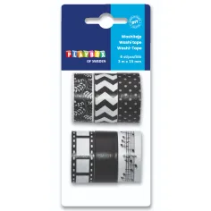 PlayBox: Cinta adhesiva decorativa en color negro y blanco, set de 6 unidades