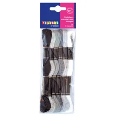 PlayBox: Conjunto de hilos de bordado de 6 piezas en negro y blanco