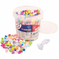 PlayBox: cuentas de colores para ensartar en cubo 1200ud