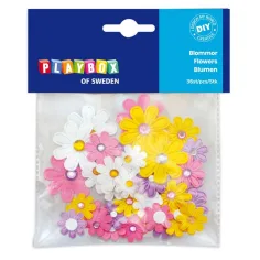 PlayBox: Flores de colores autoadhesivas 36ud 20-35mm
