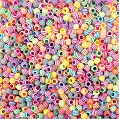 imagen de PlayBox: Perlas de ensartar a rayas en colores pastel 9mm 1550ud 2