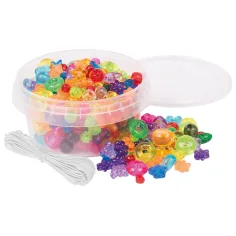 PlayBox: Perlas de ensartar transparentes de diferentes formas y tamaños 180ud