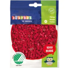 PlayBox: Perlas planas MIDI de 5 mm en color rojo frambuesa, paquete de 1000 unidades