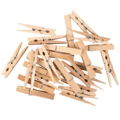 PlayBox: Pinzas decorativas de madera natural 74mm paquete de 24
