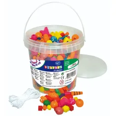 PlayBox: Set de cuentas de madera de colores para ensartar en cubo de 250gr