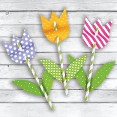 imagen de PlayBox: Set de pajitas de papel de colores a rayas de 50 unidades 2