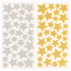 PlayBox: Set de pegatinas de estrellas brillantes doradas y plateadas de 132 piezas