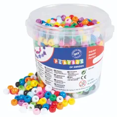 PlayBox: Set de perlas de plástico de 1200 piezas en un cubo