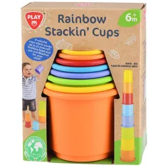 Playgo: Juego de construcción de vasos arcoíris de plástico reciclado, set de 8 piezas