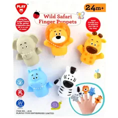 Playgo: Set de marionetas de dedo de animales de safari de 5 piezas