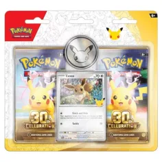 Pokémon TCG: 30ª Celebración Paquete Doble – Ancho Doble (promoción de Eevee + moneda de Pikachu)
