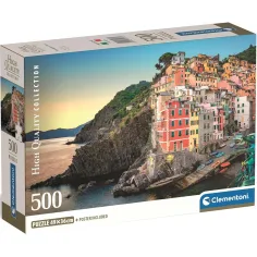 Puzzle compacto HQC de 500 piezas de la costa de Riomaggiore - Clementoni