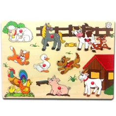Puzzle de formas de animales de granja de madera