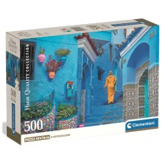 Puzzle de la calle azul de Chefchaouen de 500 piezas
