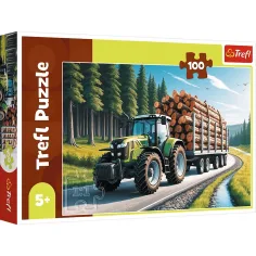 Puzzle de tractor forestal de 100 piezas - Trefl