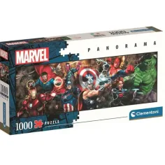 Puzzle panorámico de 1000 piezas de héroes de Marvel - Clementoni
