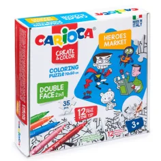 Puzzle reversible para colorear de héroes 12 marcadores - Carioca