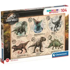 Puzzle Super Color de 104 piezas de Jurassic World - Clementoni