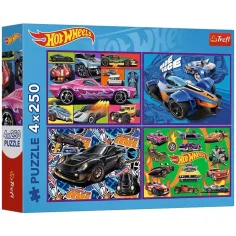 Puzzles de coches de carreras Hot Wheels 4x250 piezas - Trefl