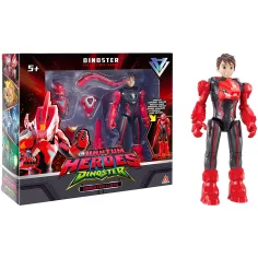 Quantum Heroes: Figura de acción Dinoster Lucio con armadura roja de 20 cm