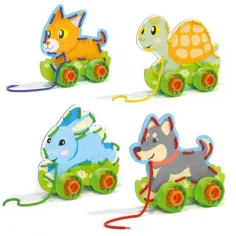 Quercetti: Juego de ensartar Montessori animales set de 4 piezas
