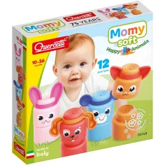 Quercetti: Momy Soft bloques de construcción de animales felices de 12 piezas