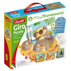 Quercetti: Montessori Giro set de puzzle de 4 piezas de animales
