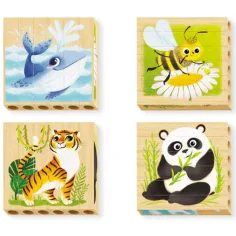 imagen de Quercetti: PlayBio Animales en Peligro 4 en 1 rompecabezas de bloques de madera 2