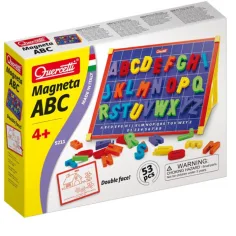Quercetti: Tabla magnética con letras grandes 48 piezas + soporte