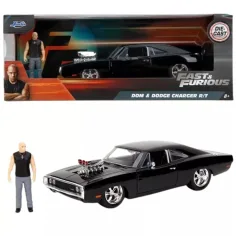 Rápido y Furioso: modelo de coche de metal 1970 Dodge Charger con figura de Dom 1/24 - Simba Toys