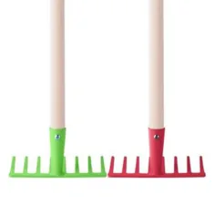 Rastrillo de jardín de 75 cm con mango de madera en varios colores 1 ud - Woodyland
