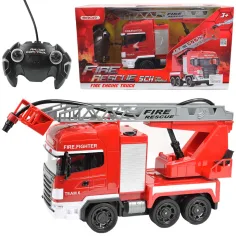 RC Camión de bomberos con cesta elevadora a control remoto con cañón de agua escala 1/24 27 MHz 30cm