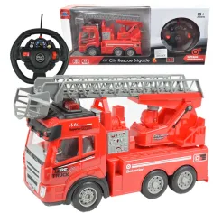 RC Camión de bomberos con cesta elevadora a control remoto con efectos de luz 1/48 escala 27 MHz 20cm