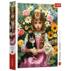 imagen de Rompecabezas de 1000 piezas de niña con gatitos - Trefl 1