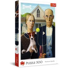 Rompecabezas de 500 piezas American Gothic Perro edición - Trefl
