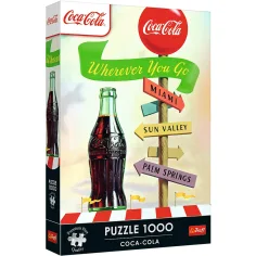 Rompecabezas de calidad Premium de 1000 piezas de Coca-Cola para cualquier lugar al que vayas - Trefl
