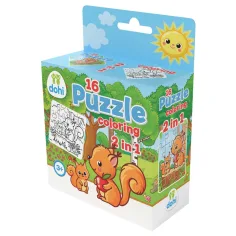 Rompecabezas de Colores de 16 Piezas 2 en 1 - Ardilla
