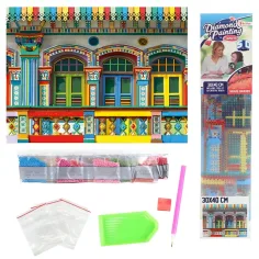 imagen de Rompecabezas de diamantes: Colores de América del Sur set de pintura de diamantes 30x40cm 2
