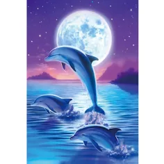 Rompecabezas de diamantes: Set de pintura de diamantes de delfines 10x15cm
