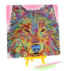 Rompecabezas de diamantes: Set de pintura de diamantes de lobo 20x20cm
