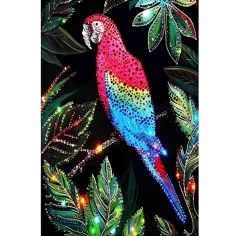 Rompecabezas de diamantes: Set de pintura de diamantes de loro 10x15cm