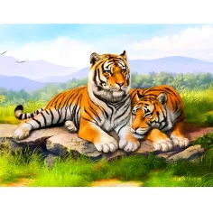 Rompecabezas de diamantes: Set de pintura de diamantes de tigres 40x50cm