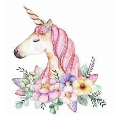 Rompecabezas de diamantes: Set de pintura de diamantes de unicornio con flores 10x15cm